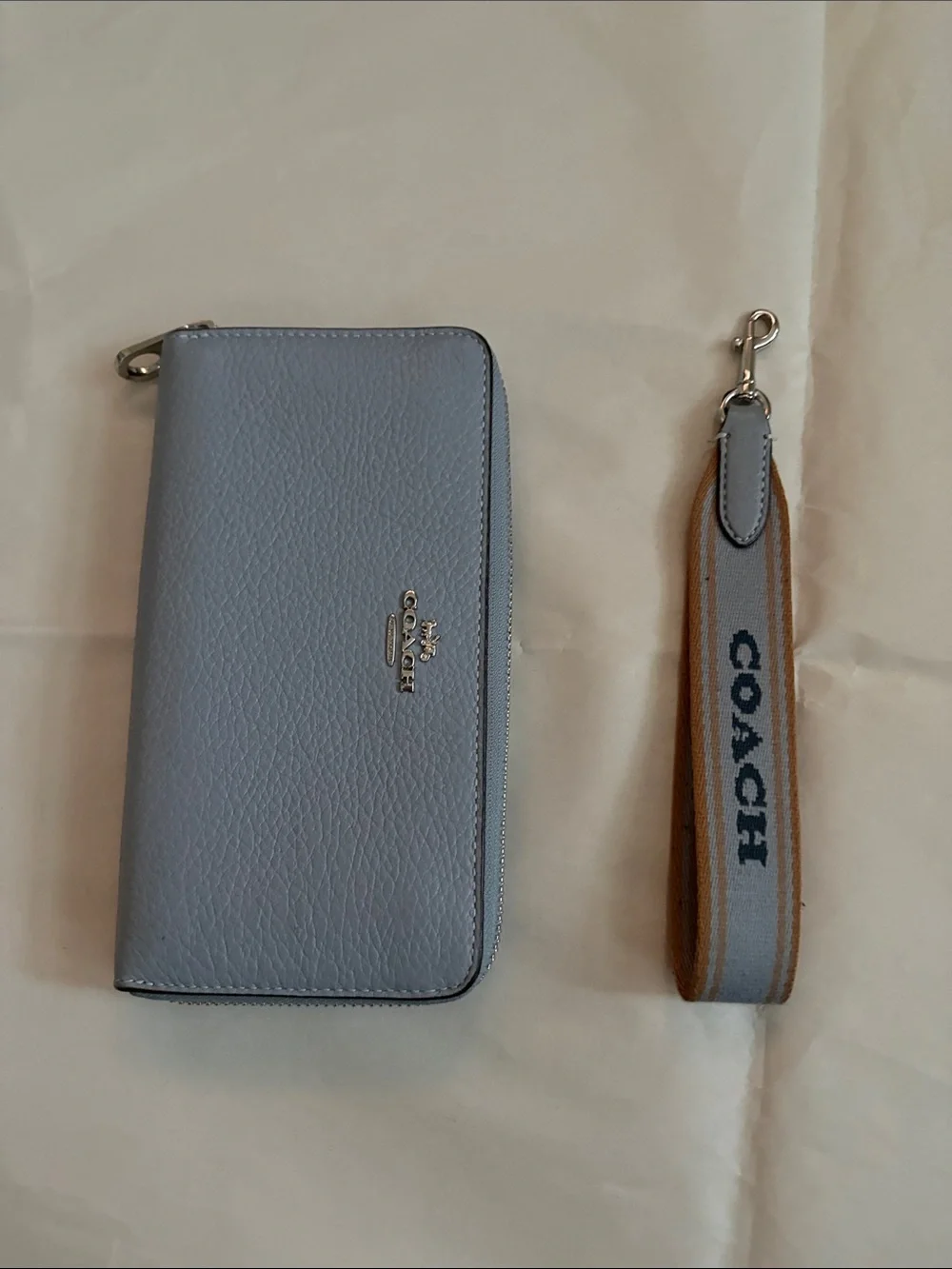 COACH Women's Zip-Around Wristlet Wallet in Light Blue